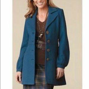 Cabi wool peacock blue car coat